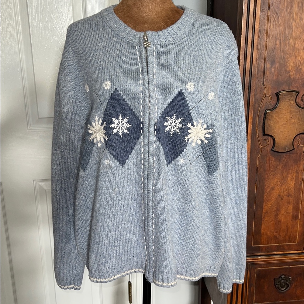croft & barrow Women's blue winter Snowflake Cardigan
